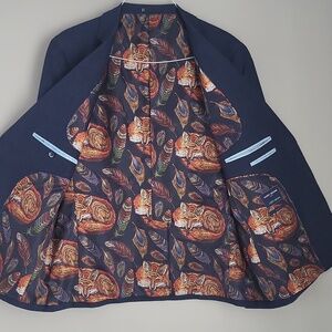 ​Harry Brown London Navy Slim Fit Blazer 46S - Fox Print Lining